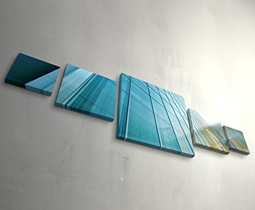 Paul Sinus Art Weitwinkelaufnahme - HochhausfrontLeinwandbild 5 teilig (160x50cm)