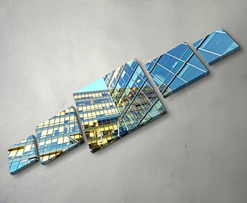 Paul Sinus Art Glasfront eines HochhausesLeinwandbild 5 teilig (160x50cm)