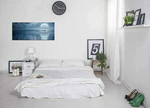 Paul Sinus Art GmbH Ozean bei Vollmond 120x 50cm Panorama Leinwand Bild XXL Format Wandbilder Wohnzimmer Wohnung Deko Kunstdrucke