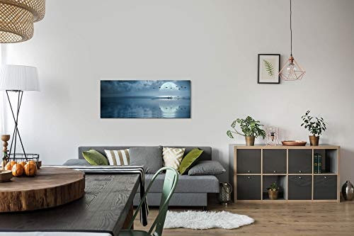 Paul Sinus Art GmbH Ozean bei Vollmond 120x 50cm Panorama Leinwand Bild XXL Format Wandbilder Wohnzimmer Wohnung Deko Kunstdrucke