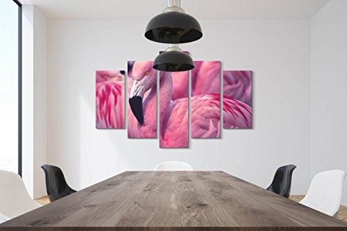 Paul Sinus Art Leinwandbilder | Bilder Leinwand 160x100cm Pinker Flamingo