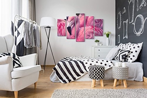 Paul Sinus Art Leinwandbilder | Bilder Leinwand 160x100cm Pinker Flamingo