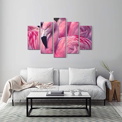 Paul Sinus Art Leinwandbilder | Bilder Leinwand 160x100cm Pinker Flamingo