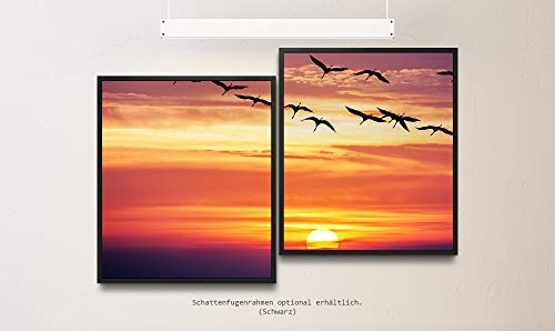Paul Sinus Art Vögel im Sonnenuntergang 130 x 90 cm...