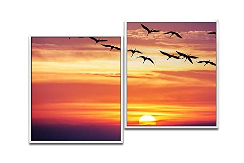 Paul Sinus Art Vögel im Sonnenuntergang 130 x 90 cm...