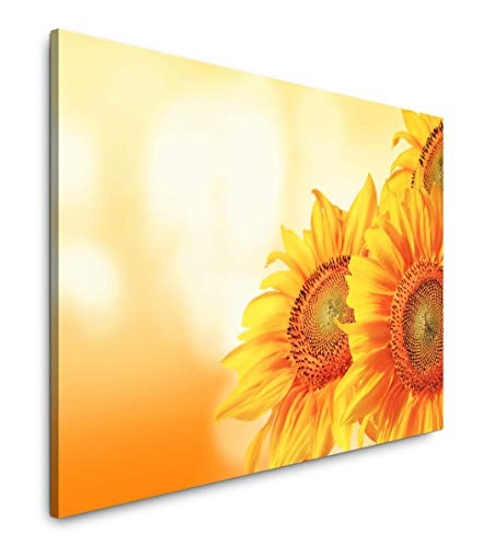 Paul Sinus Art schöne Sonnenblumen 120x 80cm Inspirierende Fotokunst in Museums-Qualität für Ihr Zuhause als Wandbild auf Leinwand in