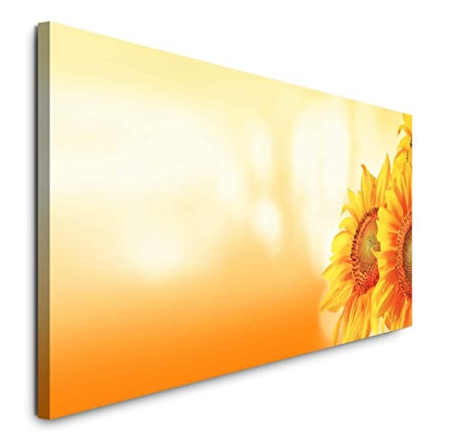 Paul Sinus Art GmbH schöne Sonnenblumen 120x 50cm Panorama Leinwand Bild XXL Format Wandbilder Wohnzimmer Wohnung Deko Kunstdrucke