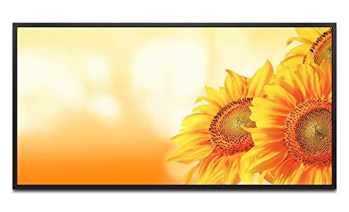 schöne Sonnenblumen ca. 130x70cm Wandbild inklusive Schattenfugenrahmen schwarz - Panorama Leinwand Bild XXL Format Wandbilder Wohnzimmer Wohnung Deko Kunstdrucke