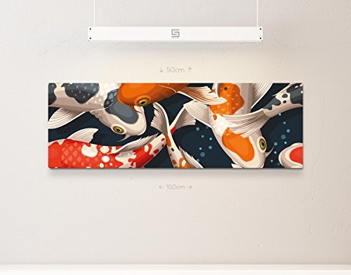 Paul Sinus Art Leinwandbilder | Bilder Leinwand 150x50cm Koi Fische