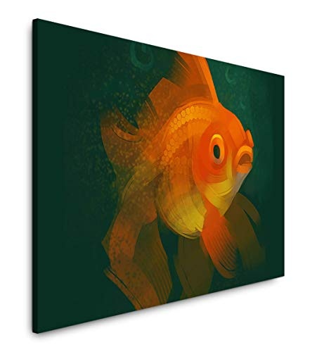 Paul Sinus Art Goldfisch 100 x 70 cm Inspirierende Fotokunst in Museums-Qualität für Ihr Zuhause als Wandbild auf Leinwand in