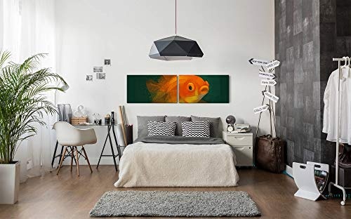 Paul Sinus Art Goldfisch 180x50cm - 2 Wandbilder je 50x90cm - Kunstdrucke - Wandbild - Leinwandbilder fertig auf Rahmen