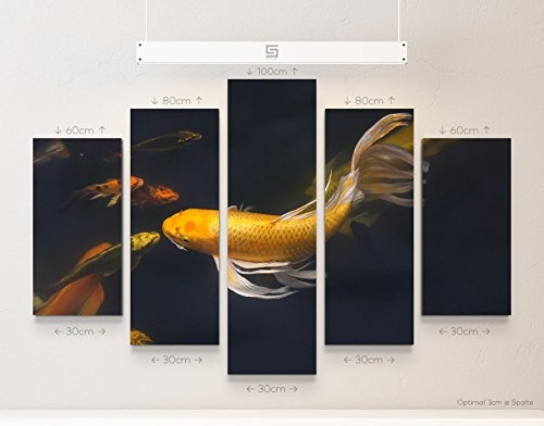 Paul Sinus Art Leinwandbilder | Bilder Leinwand 160x100cm schwimmende Koi