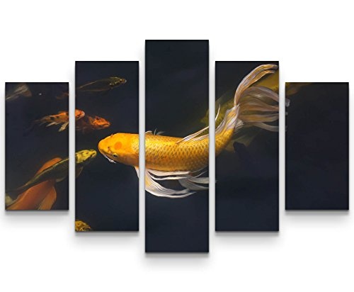 Paul Sinus Art Leinwandbilder | Bilder Leinwand 160x100cm schwimmende Koi