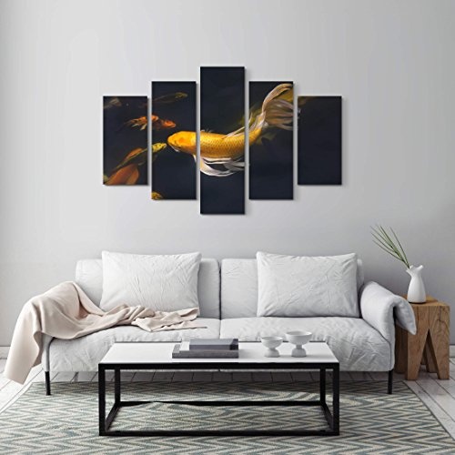 Paul Sinus Art Leinwandbilder | Bilder Leinwand 160x100cm schwimmende Koi