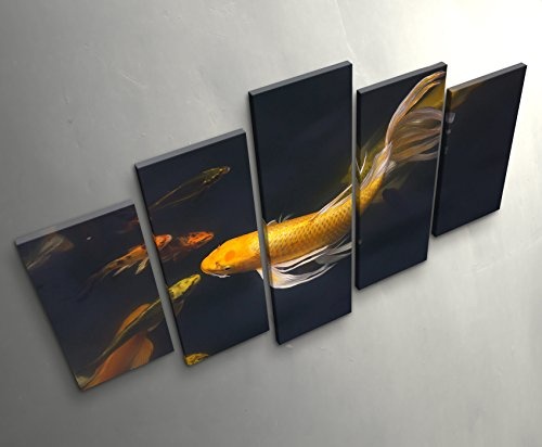 Paul Sinus Art Leinwandbilder | Bilder Leinwand 160x100cm schwimmende Koi