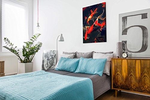 Paul Sinus Art Leinwandbilder | Bilder Leinwand 90x60cm Koi Karpfen in Vielen Farben