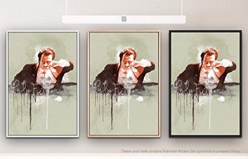 Pulp Fiction John Travolta 90x60cm Paul Sinus Art Splash Art Wandbild auf Leinwand mit Schattenfugenrahmen in schwarz