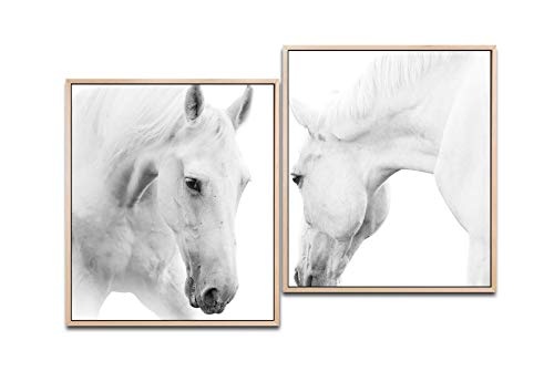 Paul Sinus Art Nature Pferde 130 x 90 cm (2 Bilder ca. 75x65cm) Leinwandbilder fertig im Schattenfugenrahmen Natur Kunstdruck XXL modern