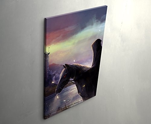 Paul Sinus Art Leinwandbilder | Bilder Leinwand 90x60cm Schloss und Sonnenuntergang