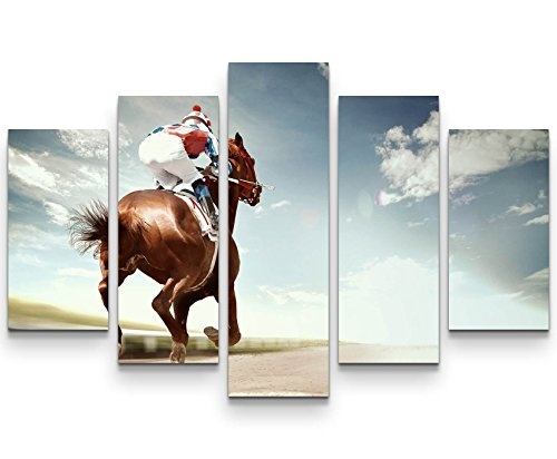 Paul Sinus Art Leinwandbilder | Bilder Leinwand 160x100cm Pferderennen