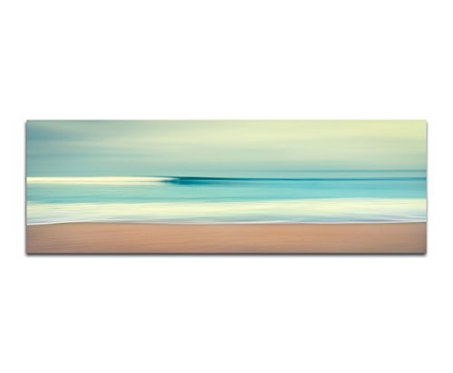 Panoramabild auf Leinwand und Keilrahmen 150x50cm Meer Strand Vintage abstrakt verschwommen