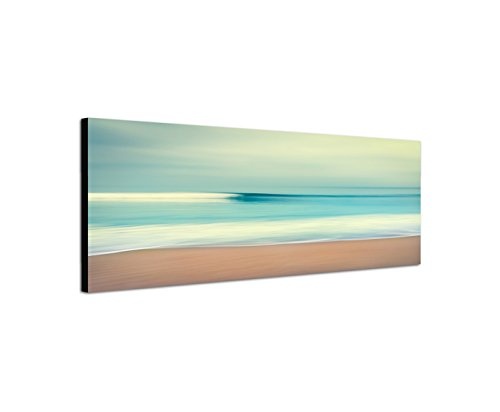 Panoramabild auf Leinwand und Keilrahmen 150x50cm Meer Strand Vintage abstrakt verschwommen