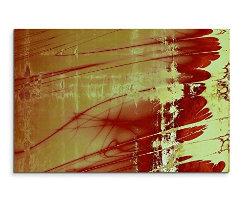Paul Sinus Art Kunstfoto auf Leinwand 60x40cm Abstraktes Altes Vintage Motiv Rot Gelb Braun Rot auf Leinwand Exklusives Wandbild Moderne Fotografie für Ihre Wand in Vielen Größen