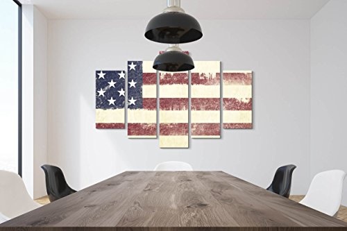 Paul Sinus Art Leinwandbilder | Bilder Leinwand 160x100cm USA Flagge