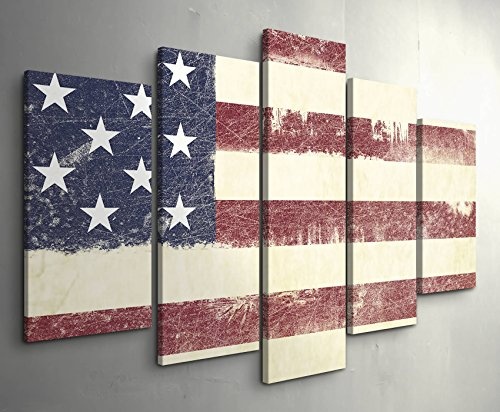 Paul Sinus Art Leinwandbilder | Bilder Leinwand 160x100cm USA Flagge