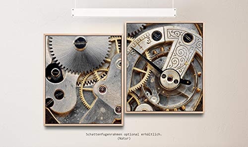 Paul Sinus Art Vintage Uhrwerk 130 x 90 cm (2 Bilder ca. 75x65cm) Leinwandbilder fertig im Schattenfugenrahmen Natur Kunstdruck XXL modern