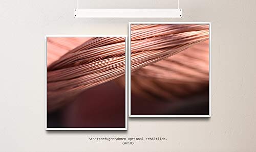 Paul Sinus Art Kupfer Kabel 130 x 90 cm (2 Bilder ca. 75x65cm) Leinwandbilder fertig im Schattenfugenrahmen Weiss Kunstdruck XXL modern