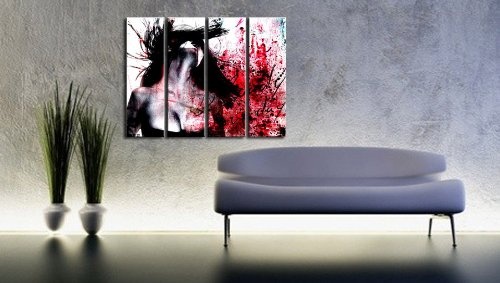 BLOODY SUNDAY 4 teiliges Wandbild je 30x100cm (Gesamt:130x100cm)Frau Emotion Leinwand auf Spannrahmen fertig zum aufhängen auf Leinwand Fertig Gerahmt Kult Bild Paul Sinus fertig gerahmt auf Holzrahmen - Lounge Bild mit Bilderrahmen - ein Edel Poster als