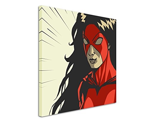 Paul Sinus Art Leinwandbild 60x60cm Superheldin mit roter Maske im Comic Stil auf Leinwand exklusives Wandbild moderne Fotografie für ihre Wand in vielen Größen