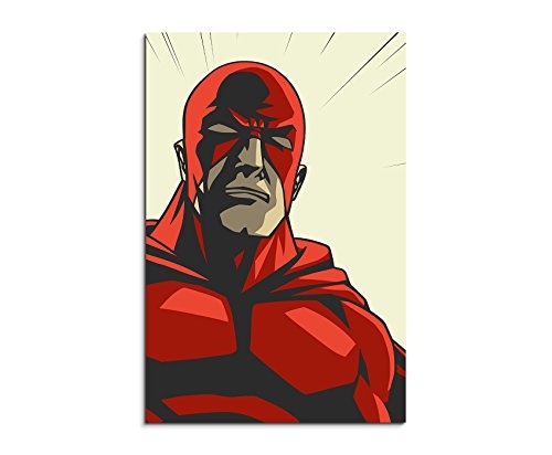 Fotoleinwand 90x60cm Superheld mit roter Maske im Comic Stil