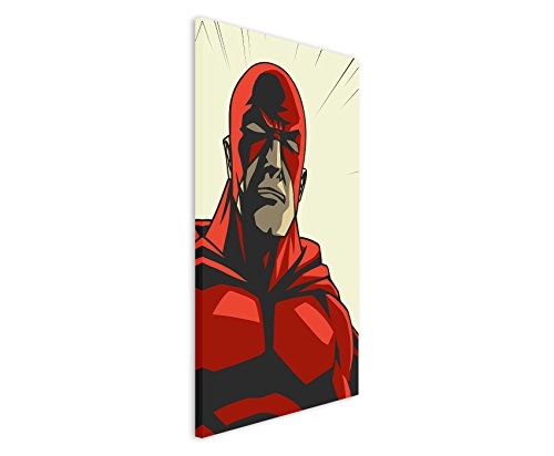 Fotoleinwand 90x60cm Superheld mit roter Maske im Comic Stil