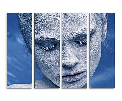 Fotoleinwand 4Teile je 90x30cm Künstlerische Fotografie - Porträt eines mit Schnee bedeckten Mädchens