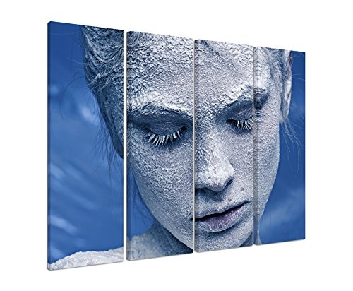 Fotoleinwand 4Teile je 90x30cm Künstlerische Fotografie - Porträt eines mit Schnee bedeckten Mädchens