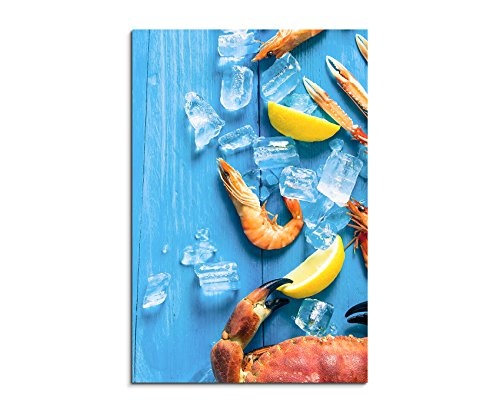 Fotoleinwand 90x60cm Food-Fotografie - Seafood mit Krebs und Garnelen