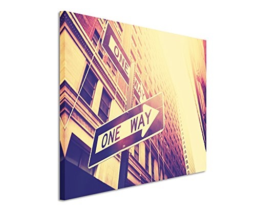 Paul Sinus Art Kunstfoto auf Leinwand 60x40cm Künstlerische Fotografie - One Way Schild, NYC, USA auf Leinwand Exklusives Wandbild Moderne Fotografie für Ihre Wand in Vielen Größen