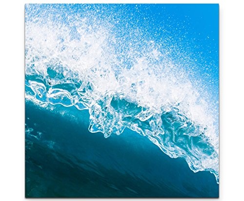 Paul Sinus Art Leinwandbilder | Bilder Leinwand 90x90cm erfrischende Blaue Welle