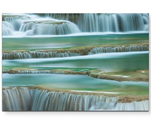 Paul Sinus Art Leinwandbilder | Bilder Leinwand 120x80cm Wasserfall Nationalpark Thailand