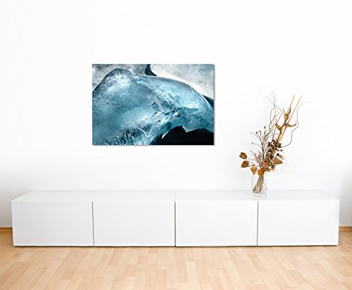 Paul Sinus Art Kunstfoto auf Leinwand 60x40cm Künstlerische Fotografie - Türkiser Eisblock auf Leinwand Exklusives Wandbild Moderne Fotografie für Ihre Wand in Vielen Größen