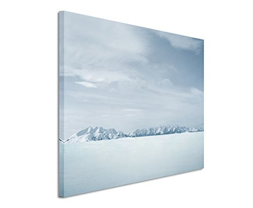 Paul Sinus Art Kunstfoto auf Leinwand 60x40cm Landschaftsfotografie - Weiße Winterlandschaft auf Leinwand Exklusives Wandbild Moderne Fotografie für Ihre Wand in Vielen Größen