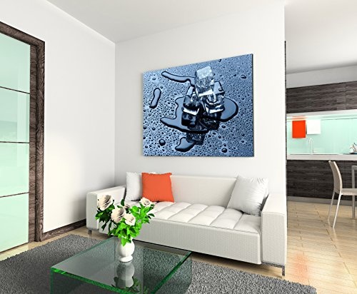 Paul Sinus Art Kunstfoto auf Leinwand 60x40cm Food-Fotografie - Eiswürfel auf Schwarzem Hintergrund auf Leinwand Exklusives Wandbild Moderne Fotografie für Ihre Wand in Vielen Größen