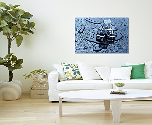 Paul Sinus Art Kunstfoto auf Leinwand 60x40cm Food-Fotografie - Eiswürfel auf Schwarzem Hintergrund auf Leinwand Exklusives Wandbild Moderne Fotografie für Ihre Wand in Vielen Größen