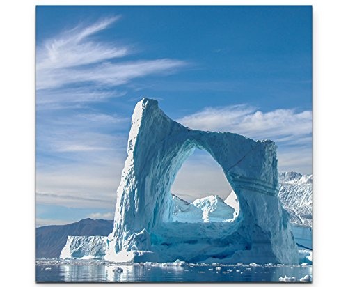 Paul Sinus Art Leinwandbilder | Bilder Leinwand 90x90cm bogenförmiger Eisberg in Grönland