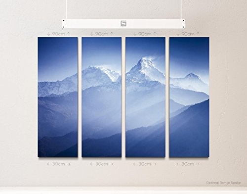 Paul Sinus Art Leinwandbilder | Bilder Leinwand 130x90cm 4 Teile Annapurna Gebirgsmassiv Bei Sonnenaufgang - Nepal
