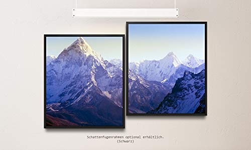 Paul Sinus Art schneebedeckter Himalaya 130 x 90 cm (2 Bilder ca. 75x65cm) Leinwandbilder fertig im Schattenfugenrahmen SCHWARZ Kunstdruck XXL modern