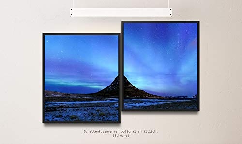 Paul Sinus Art Polarlichter 130 x 90 cm (2 Bilder ca. 75x65cm) Leinwandbilder fertig im Schattenfugenrahmen SCHWARZ Kunstdruck XXL modern