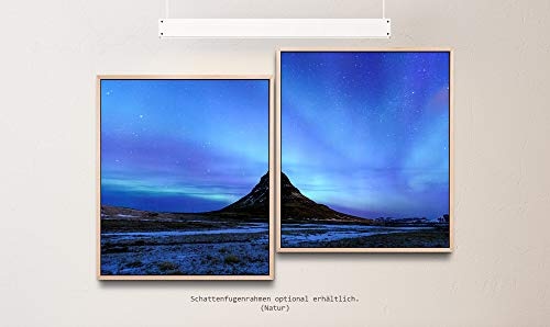 Paul Sinus Art Polarlichter 130 x 90 cm (2 Bilder ca. 75x65cm) Leinwandbilder fertig im Schattenfugenrahmen Natur Kunstdruck XXL modern